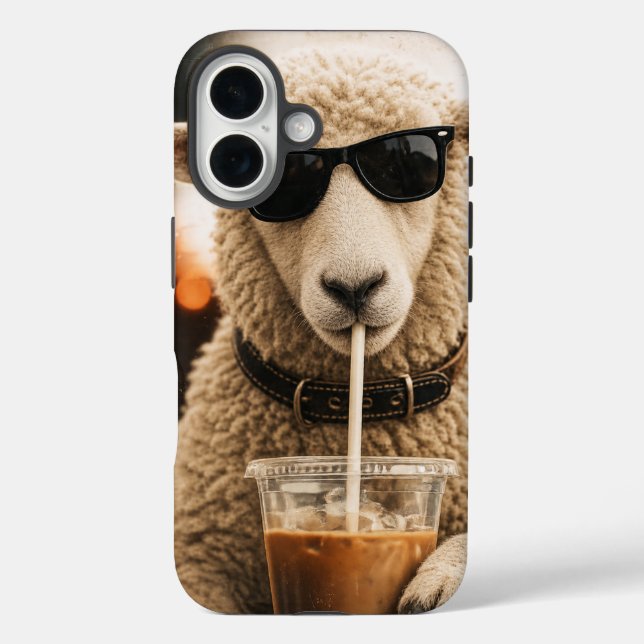 Coques Case-Mate iPhone Moutons cools buvant du café glacé (Verso)
