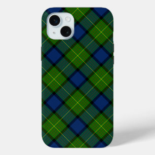 Coque iPhone 15 Mini Muir Moore écossais vert bleu plaid