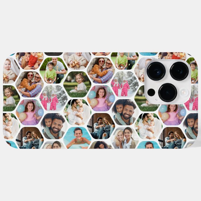 Coques Case-Mate iPhone Multi Photo Collage Simple Moderne Hexagon Motif (Verso (horizontal))