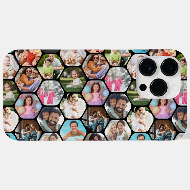 Coques Case-Mate iPhone Multi Photo Collage Simple Moderne Hexagon Motif (Verso (horizontal))