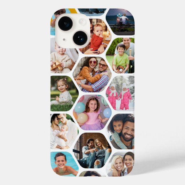 Coques Case-Mate iPhone Multi Photo Collage Simple Moderne Hexagon Motif (Verso)