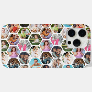 Coque iPhone 15 Pro Max Multi Photo Collage Simple Moderne Hexagon Motif