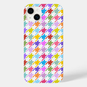 Coque Pour iPhone 14 Plus Multicolor Houndstooth+Motif blanc