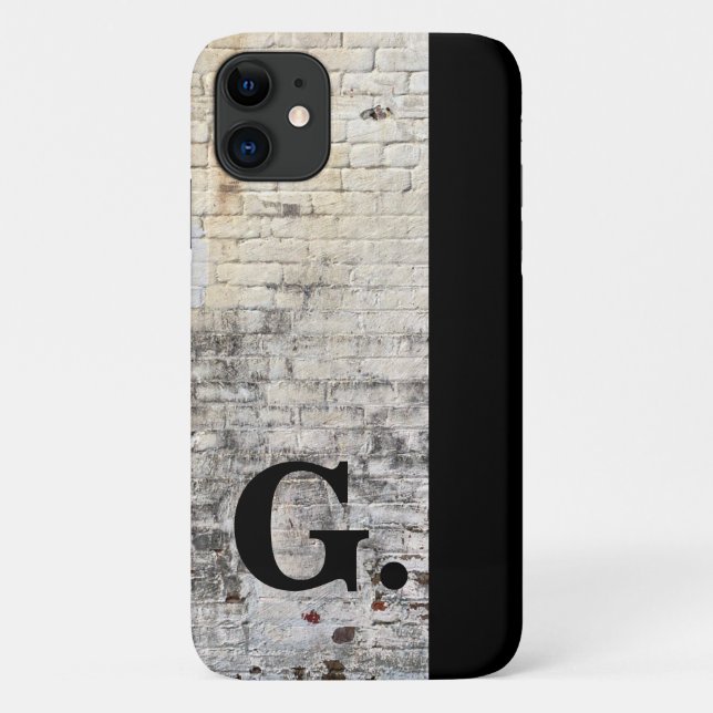 Coques Case-Mate iPhone Mur de briques rustique avec monogramme moderne po (Dos)