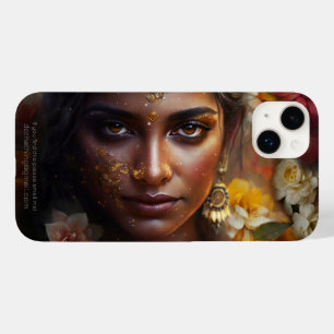Coque Pour iPhone 14 Plus Mur de fleurs de la mariée indienne scintillante