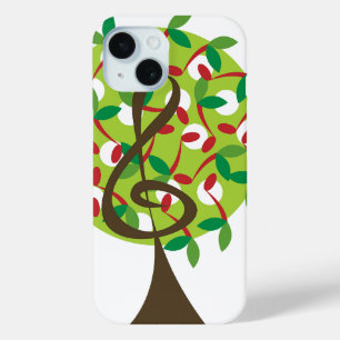 Coque Pour iPhone 15 Musical Treble Cherry Notes Arbre Whimsical Nature