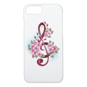 Case-Mate iPhone Case Musical treble clef notes with sakura flowers