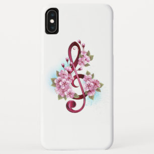Case-Mate iPhone Case Musical treble clef notes with sakura flowers