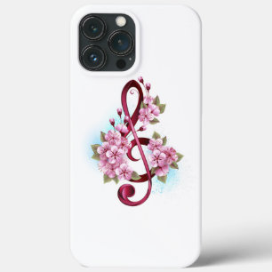 Case-Mate iPhone Case Musical treble clef notes with sakura flowers