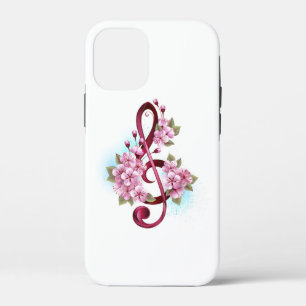 Case-Mate iPhone Case Musical treble clef notes with sakura flowers