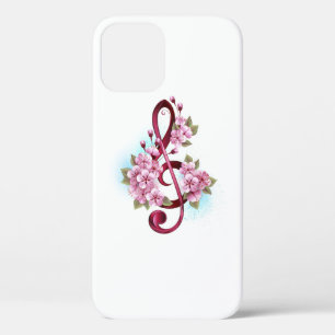 Case-Mate iPhone Case Musical treble clef notes with sakura flowers