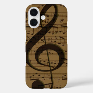 Coques iPhone 16 Musical Treble Clef Sheet Musique Classique