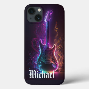 Case-Mate iPhone Case Musique de guitare électrique néon Nom personnalis