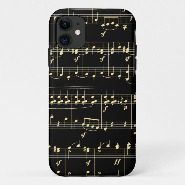 Coques Case-Mate iPhone Musique d'or en noir (Dos)