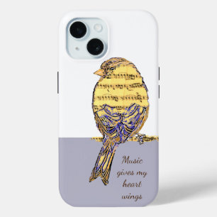Coque Pour iPhone 15 Musique mignonne Note Chanson Oiseau Citation pers