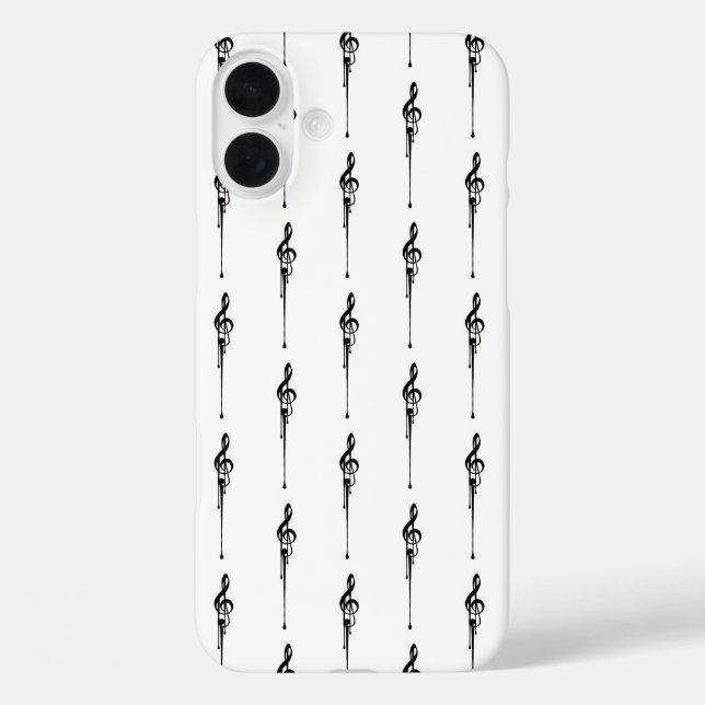 Coques Case-Mate iPhone Musique Motif Melting Treble Clef noir et blanc (Verso)