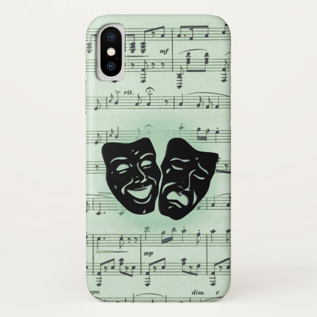 Coques Case-Mate iPhone Musique verte et masques grecs de théâtre (Dos)