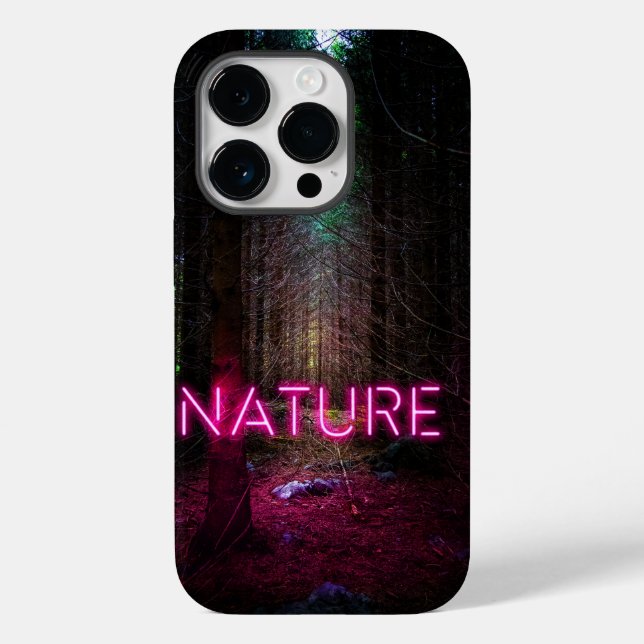 Coques Case-Mate iPhone Mystère forêt d'épinette nature néon magenta signe (Verso)