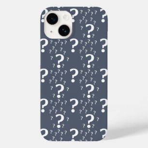 Coque Pour iPhone 14 Mystère question marque énigme puzzle bleu-gris
