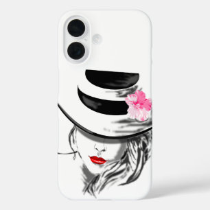 Coque Pour iPhone 16 Mystérieuse Lady Red Lips
