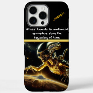 Coques iPhone 16 Pro Max Mystérieux Alien D'Or À La Recherche De Planètes É