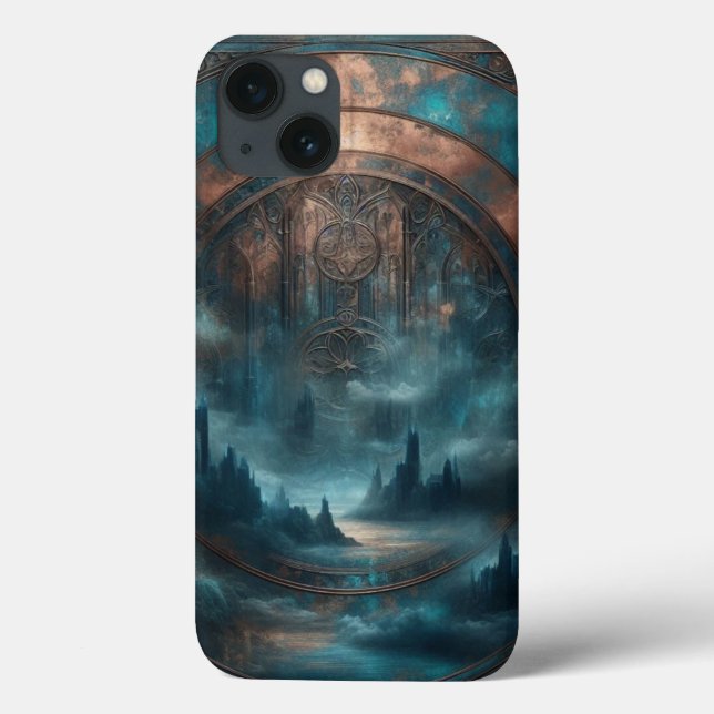 Coques Case-Mate iPhone Mystic Gothic Steampunk - Blue Copper Patina (Verso)
