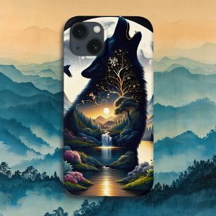 Case-Mate iPhone Case Mystical Wolf Howling at Moon Surreal