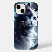 Mystique Kitten noir et blanc | Chat d'aquarelle
