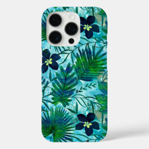Coques iPhone 16 Pro Nalani Hawaiian Tropical Garden Turquoise