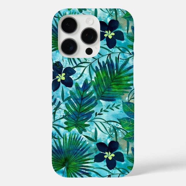 Coques Case-Mate iPhone Nalani Hawaiian Tropical Garden Turquoise (Verso)