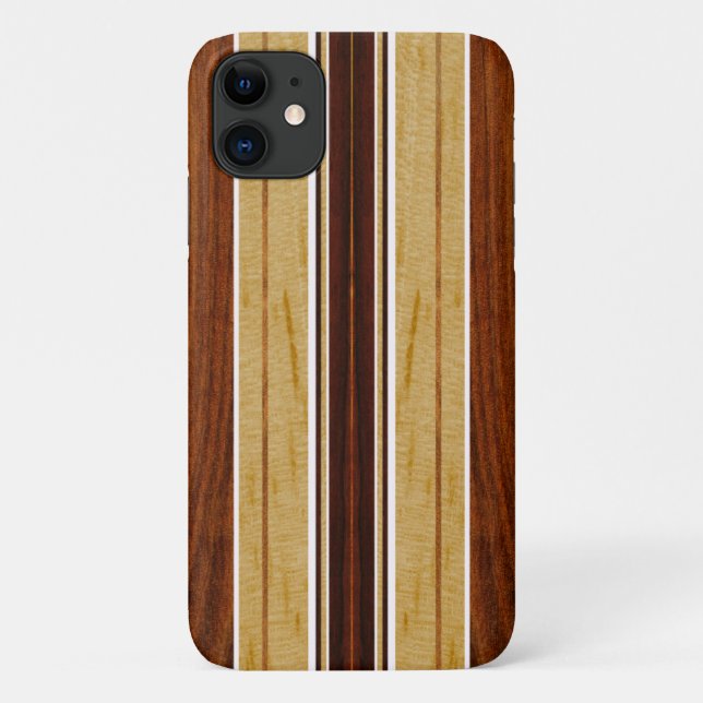 Coques Case-Mate iPhone Nalu Hou Faux Koa Bois Surbord Blanc (Dos)