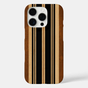 Coques iPhone 16 Pro Nalu Lua Faux Koa Bois Surfer Noir