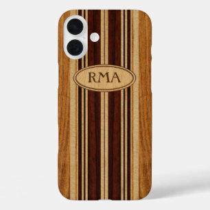 Coques iPhone 16 Plus Nalu Lua Faux Koa Wood Monogram Surboard