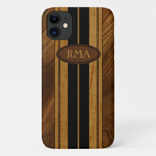 Coques Case-Mate iPhone Nalu Mua Faux Koa Wood Monogram Surboard (Dos)
