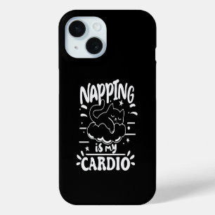 Coque Pour iPhone 15 Napping Est Mon Cardio Simple Drôle Design Chat