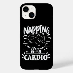 Coque Pour iPhone 14 Napping Est Mon Cardio Simple Drôle Design Chat