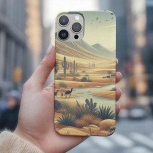 Coque Pour iPhone 16 Nature du désert avec rivière et Cactus