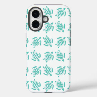 Coque Pour iPhone 16 Nautical Aqua Blue Sea Turtle Pattern 