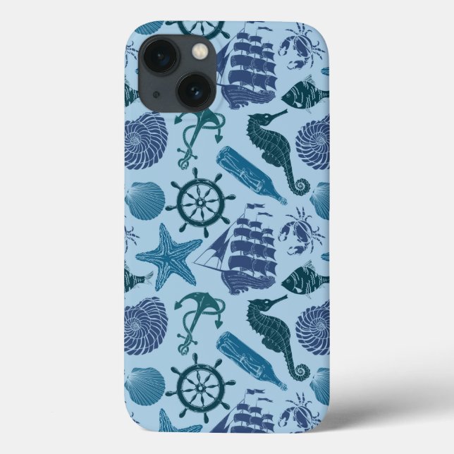 Coques Case-Mate iPhone Nautical Shades of Blue (Verso)
