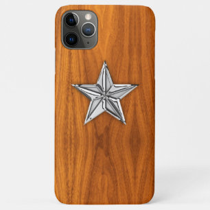 Coque iPhone 11 Pro Max Nautical Star on Teak Veneer Style