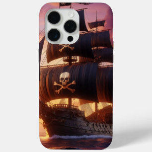 Coque iPhone 15 Pro Max Navire pirate au lever/coucher du soleil