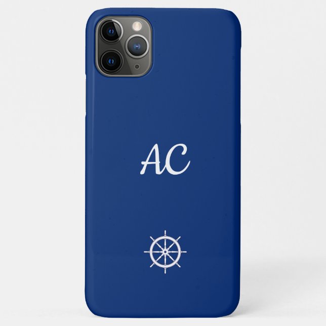 Coques Case-Mate iPhone Navires nautiques Roue Bleu+Blanc (Personnaliser) (Dos)