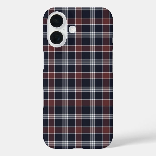 Coques Case-Mate iPhone Navy Blue and Burgundy Plaid (Verso)
