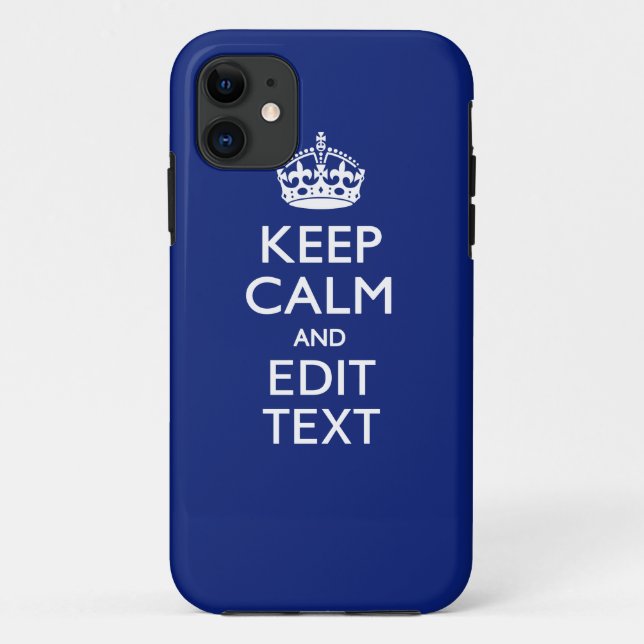 Coques Case-Mate iPhone Navy Blue Restez Calme Et Ayez Votre Texte (Dos)