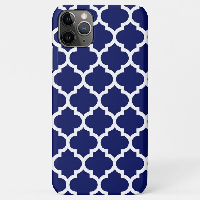 Coques Case-Mate iPhone Navy Blue White Moroccan Quatrefoil Pattern #5 (Dos)