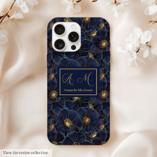 Coque iPhone 15 Pro Max Navy Gold iPhone Case Elegant Girls Birthday Gift