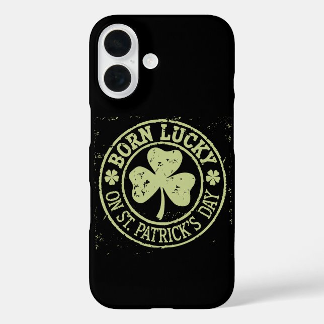 Coques Case-Mate iPhone Né Chanceux Le Jour De La Saint-Patrick Anniversai (Verso)