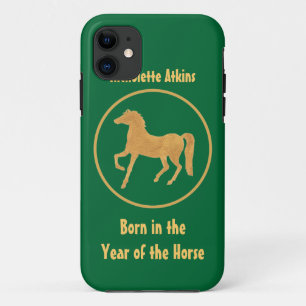 Coque iPhone 11 Né dans l'année du Cheval, l'effet or sur le Gree