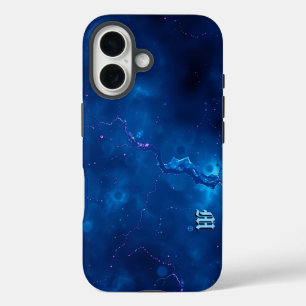 Coque Pour iPhone 16 Nebula Bleue Cosmique Art Abstrait