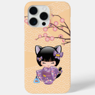 Coque iPhone 15 Pro Max Neko Kokeshi Poupée - Cat Ears Geisha Girl